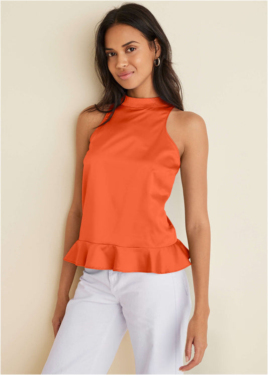 Dorothy Saari-Peplum Top - Orange